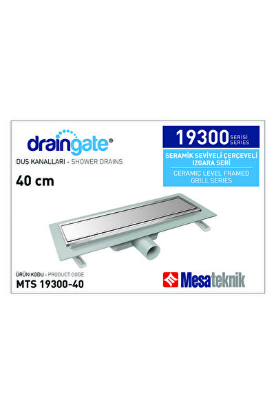 Draingate® Seramik Seviyeli Çerçeveli Izgara Plastik Etekli Duş Kanalı Mts 19300 40