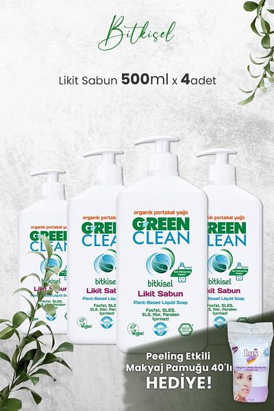 Green Clean U Green Clean Organic Liquid Soap with Orange 500 ML x 4 Pieces and Gift