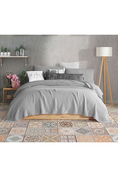 destinyhometex Светло сиво двойно покривало за легло 240x250 см/2 броя 50x70 см калъфка за възглавница 4 слоя многослоен муселин 100% памук
