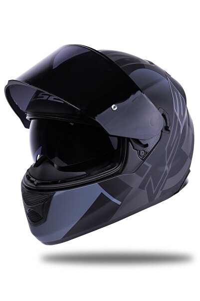 LS2 Stream Evo Target Mat Siyah Kapalı Motosiklet Kaskı Siyah Camlı