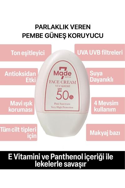Pink Cream Pink Suncream Spf50 - Pembe Güneş Koruyucu Yüz Kremi Spf50