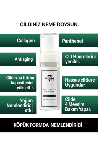 Moisturizing Body Foam Collajen & Avocado - Nemlendirici Vücut Köpüğü Kolajen & Avokado