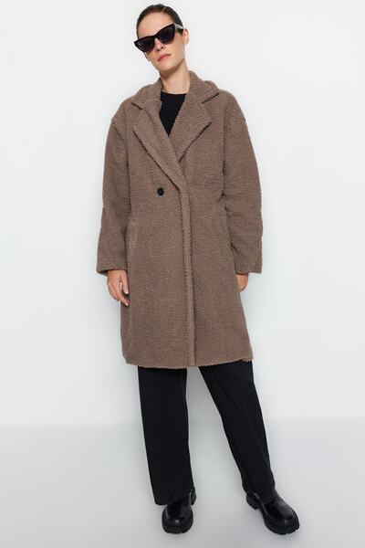 Trendyol Collection Mink Oversize Wide Cut Long Plush Coat TWOAW24KB00101