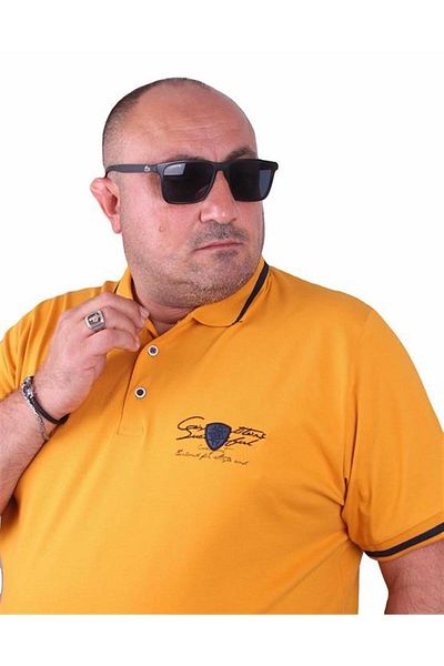 Starbattal Μπλουζάκι Polo Neck Large Size - Casual 23419 MUSTARD