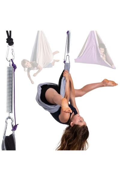 Svava Duyu Terapili Çocuk Salıncağı, Yaylı Antigravity - Terapi Salıncak Mor/gri
