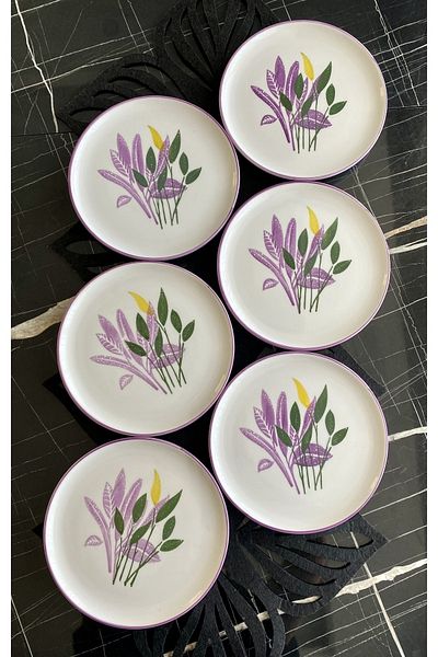 Areyma Lilac Model 6 Pieces 20 cm Cake & Serving Plate
