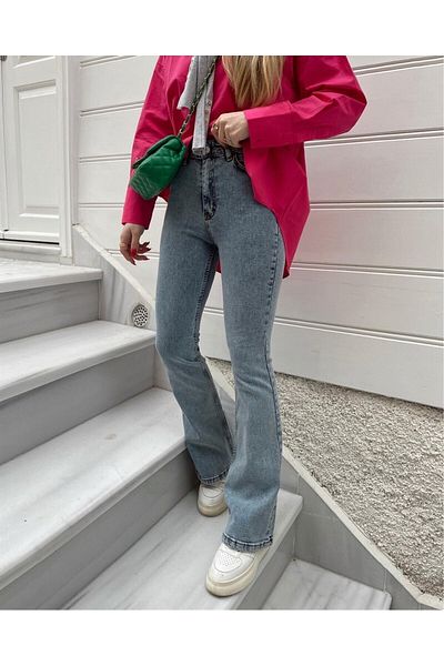 BROSERER Poema Spaniolă Talie înaltă Fadeless Blue Snow Jeans Pantaloni Flare Jean