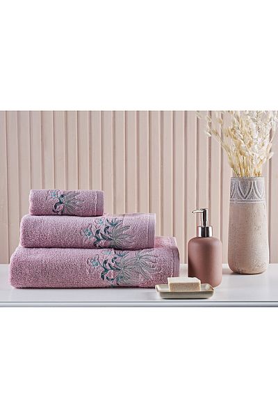 Marie Claire Paris Micro Orchide - 3-Piece Dusty Rose Towel Set