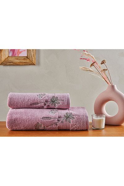 Marie Claire Paris Micro Petra - Dusty Rose 2-Piece Towel Set
