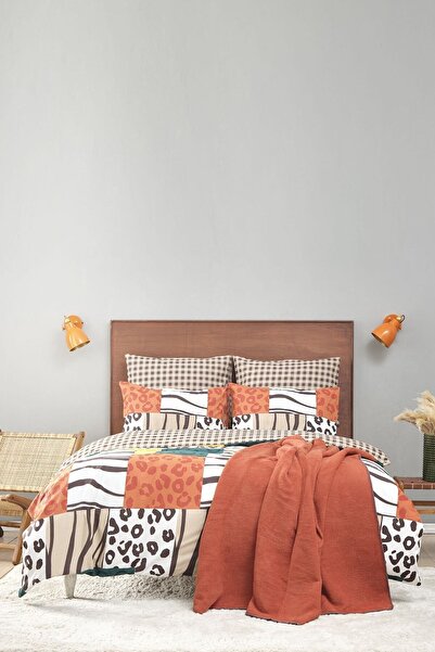 Sarah Anderson Safari Patch Çift Kişilik Pamuk Nevresim Battaniye Seti