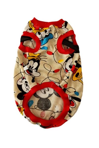 Gobo Beige Cat Dog Outfit Dress with Cartoon Characters