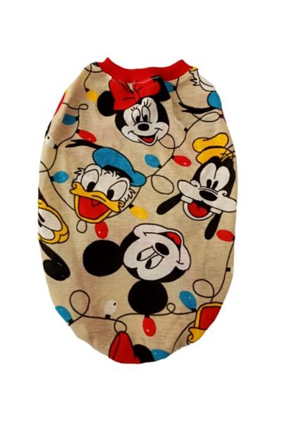 Gobo Beige Cat Dog Outfit Dress with Cartoon Characters
