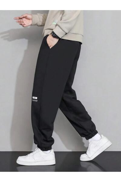 Machetta Büyük beden Unisex Clever Vintage Baskılı 3 iplik Jogger Rahat Kesim Gri Eşofman Altı