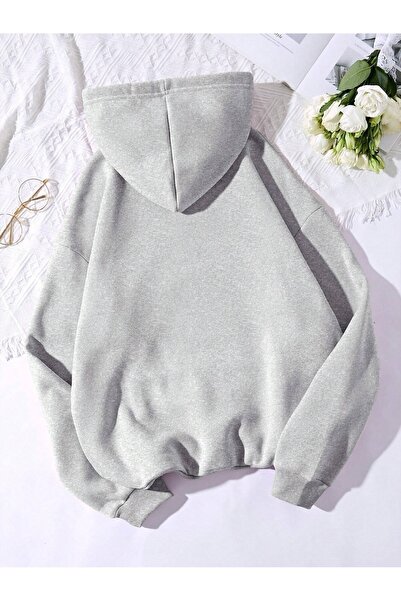 mercoledi Düz Basic Ünisex Siyah Beyaz Gri Kapüşonlu Oversize Sweatshirt
