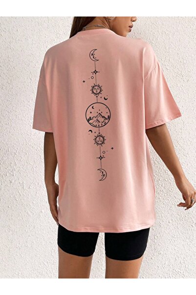 Keywest Tricou supradimensionat pentru femei Moon and Sun „Soare și Lună” imp...
