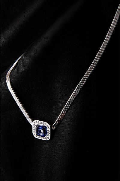 EUROMODA Steel Specially Designed Zircon Stone Gold and Silver Colors Steel Necklace