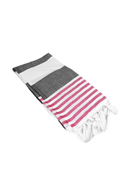 michaeller Ekosel Kırmızı Gri Beyaz Plaj Banyo Havlusu Pamuklu Doku Kum Tutma...