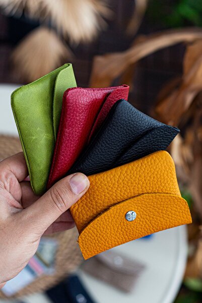 Garbalia Murcia Genuine Leather Fine Design Mustard Yellow Coin and Card Holder