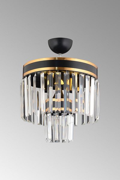 Kraliçe Paris 4-Piece Black Gold Gilded - Modern Chandelier with 30 Crystal Stones