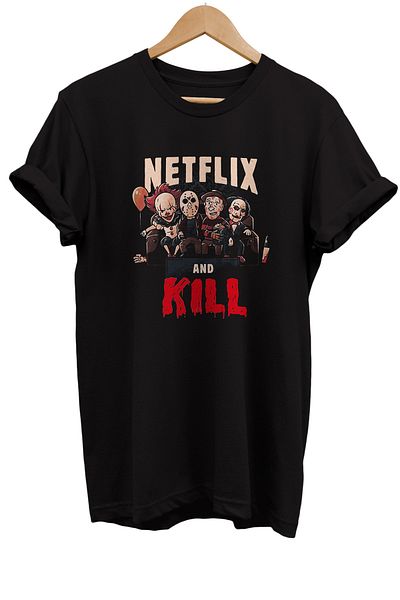 remonz Μπλουζάκι Netflix And Kill με στάμπα 100% βαμβακερό Basic T-shirt κανονικού μεγέθους