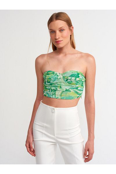 Dilvin 20161 Crop Top-зелен