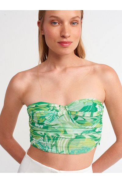 Dilvin 20161 Crop Top-зелен