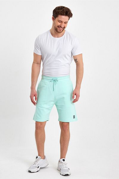 LACİVERTMEN 8024-1 Three Thread Waist Corded Square Printed Shorts
