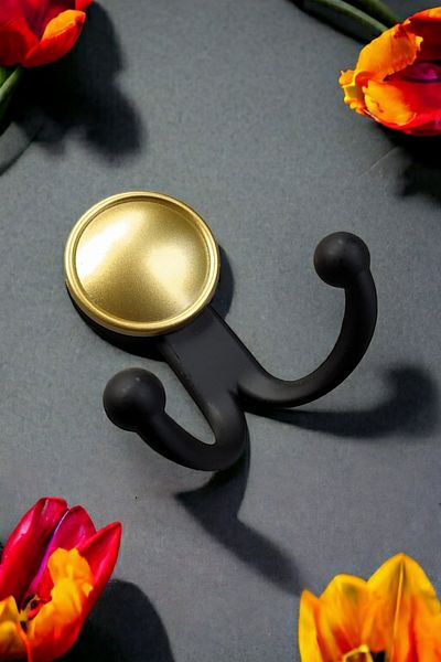 Dizaynhouse Black Metal Bead Hanger - Coat Rack and Clothing Hanger on the Back, Wall Mounted