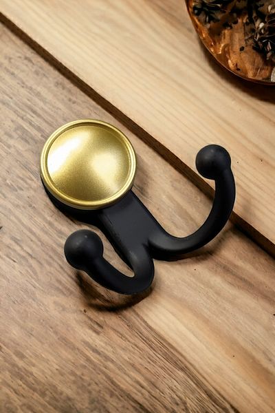 Dizaynhouse Black Metal Bead Hanger - Coat Rack and Clothing Hanger on the Back, Wall Mounted