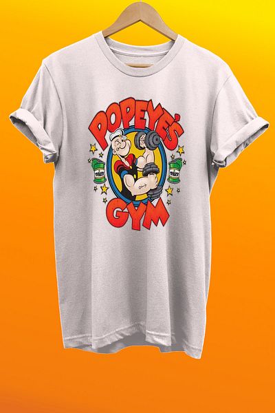 remonz Μπλουζάκι Popeye Popeye Gym με στάμπα 100% βαμβάκι Basic T-shirt κανονικού μεγέθους