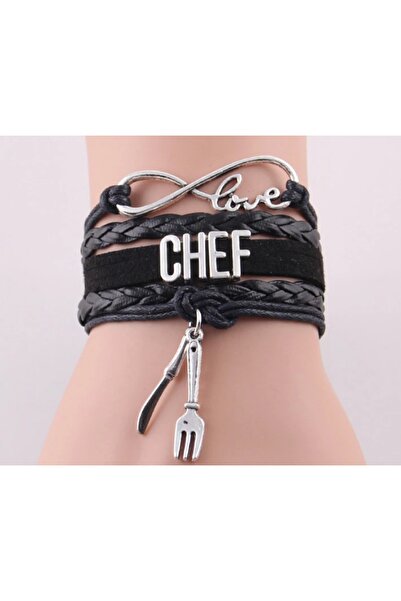 Bıçak Reyonu Black Leather Chef Bracelet