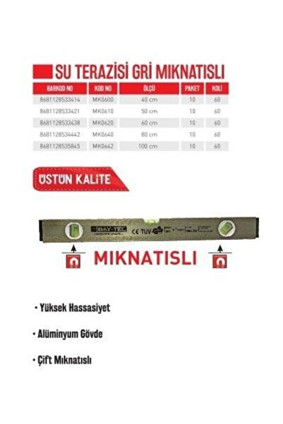 Baytec Bay-tec Su Terazisi Mıknatıslı Gri 40 Cm (mk0600)
