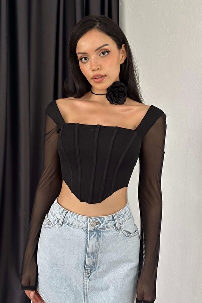 Eka Жіночий чорний бюстгальтер з тюлевими деталями та балеринами 1032-1930