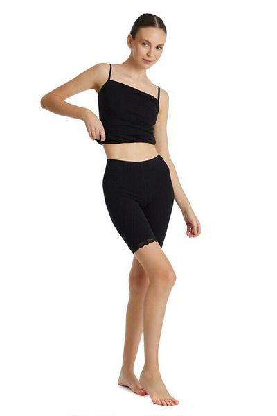 Blackspade 1334 LEGGINGS NEGRI SCURTI CU DENTELĂ DE MĂRIME MARE