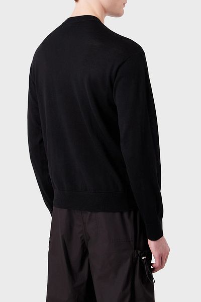 Emporio Armani Ανδρικό πουλόβερ από καθαρό μαλλί κανονική εφαρμογή με λαιμόκοψη 6R1MXG 1MNGZ F008