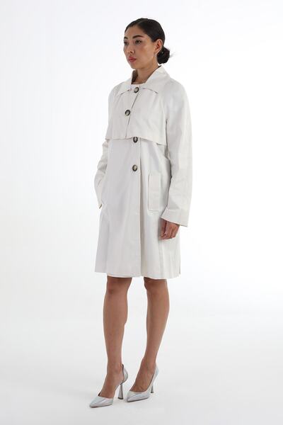 Balizza BLZ-2 DÜĞMELİ KAPAMA YAKA BELİ KUŞAKLI TRENÇKOT