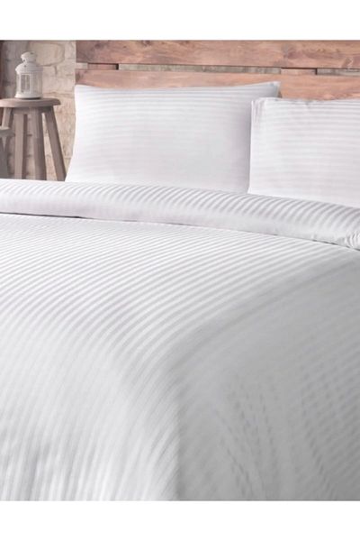 stay home Tip Hotel Set cuvertură de pilota din satin din bumbac cu dungi dublu