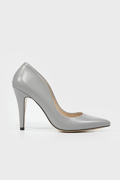 TUNAELLİ WOMEN'S GRAY GENUINE LEATHER HEELED STILETTO SHOES, NUMBER 35-40