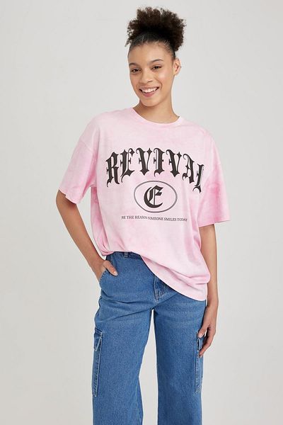 DeFacto Coool Oversize Fit Printed Short Sleeve 100% Cotton T-shirt A6255ax23sm