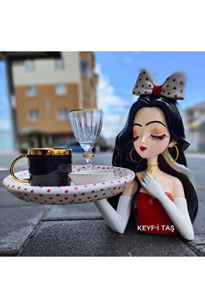 keyfitaş Sunumcu Tepsili Kız Biblo