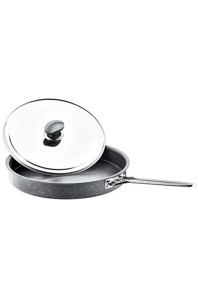 OMS PASLANMAZ Oms Granite 34 Cm Anchovy Pan with Metal Lid