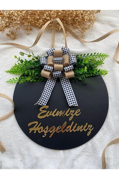 HOBİ55 Στολίδι πόρτας Welcome Black Gift Leafy Artificial Welcome στο σπίτι μας