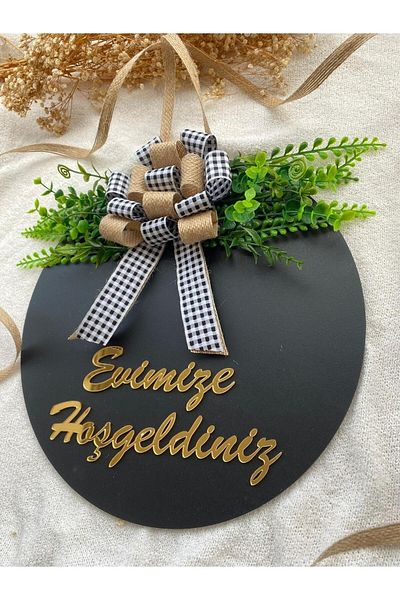 HOBİ55 Στολίδι πόρτας Welcome Black Gift Leafy Artificial Welcome στο σπίτι μας