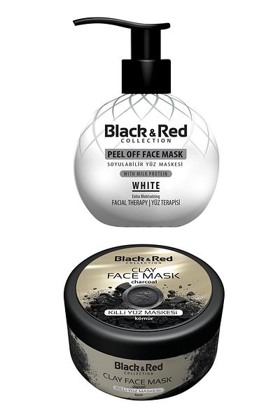 Black Red Black & Red Peel Off White Face Mask 250 ml + Clay Face Mask with Charcoal Extract 400gr