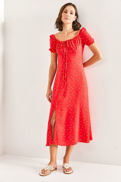 Bianco Lucci Damenkleid mit quadratischem Kragen und String und Punkten