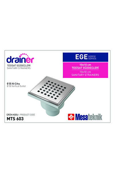 Mesateknik Drainer® Mts 603 Ege Serisi 10*10 Cm Ø 50mm Alt Çıkışlı Tesisat Sü...