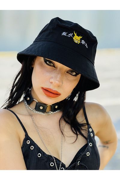 HemenALbence Black Women's My Hero Academia Embroidered Bucket Hat Fisherman Hat Bucket Hat