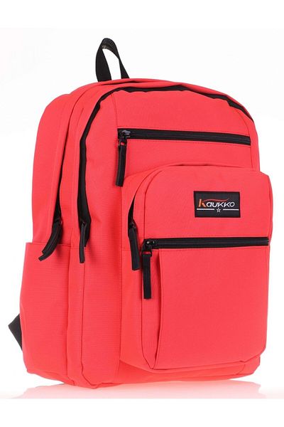 KAUKKO Rucsac pentru școală și zilnic cu buzunar complet - Coral