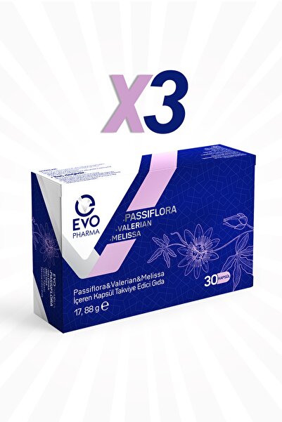 EVOPHARMA Passiflora ve Valerian ve Melissa İçeren Takviye Edici Gıda 30 Kaps...