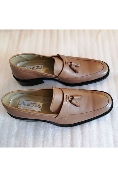 Butik Tülin Men's Leather Dark Beige Loafer Shoes